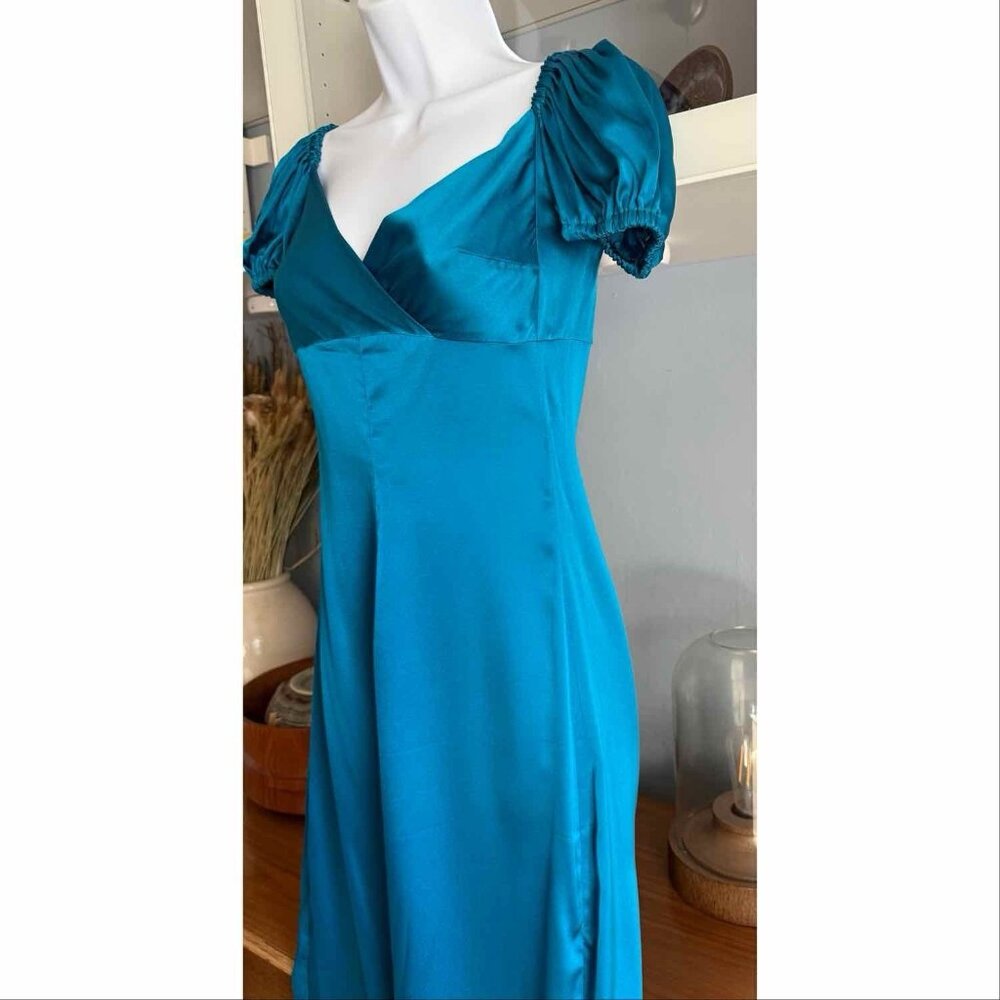 Alexis Cadiz Silk Satin Dress in Capri Blue Size XS - Picture 4 of 11